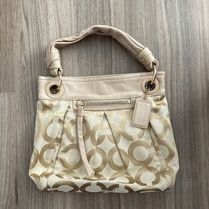 Coach Beige and Cream Signature Shoulder Bag